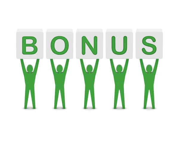 Män innehar ordet bonus. begreppet 3d illustration. — Stockfoto