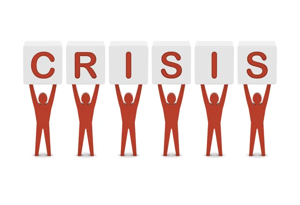 Uomini con la parola "crisi". Concetto Illustrazione 3D . — Foto Stock
