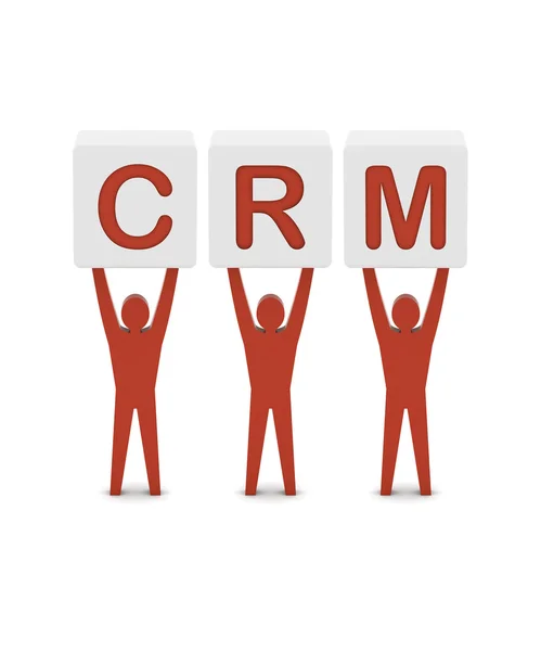 Uomini con la parola CRM. Gestione delle relazioni con i clienti. Concetto Illustrazione 3D . — Foto Stock