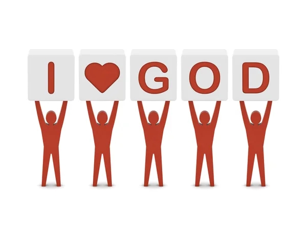 Mannen houden van de zin hou ik van god. concept 3d illustratie. — Stockfoto