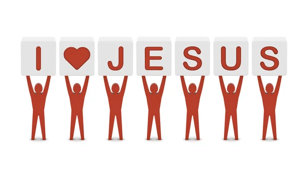 Men holding the phrase i love jesus. Concept 3D illustration. — Stock Photo, Image