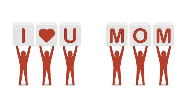 Männer mit dem Satz "Ich liebe dich, Mama". Konzept 3D Illustration. — Stockfoto