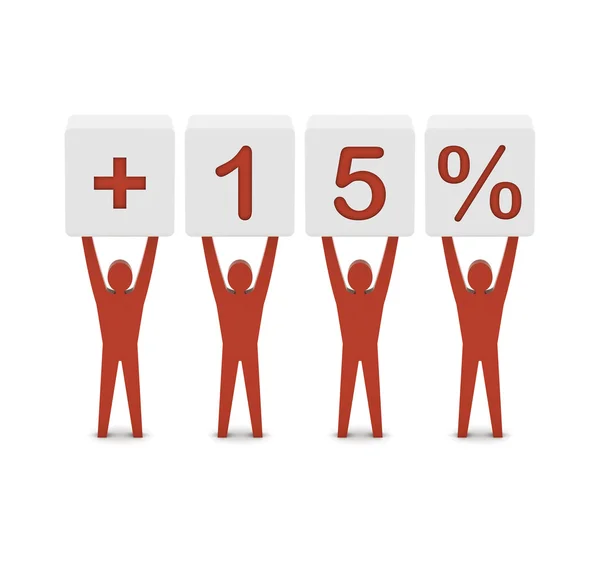 Men holding plus 15 percent. Concept 3D illustration. — Stock Photo, Image