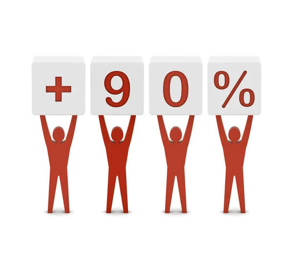 Men holding plus 90 percent. Concept 3D illustration. — Stock Photo, Image
