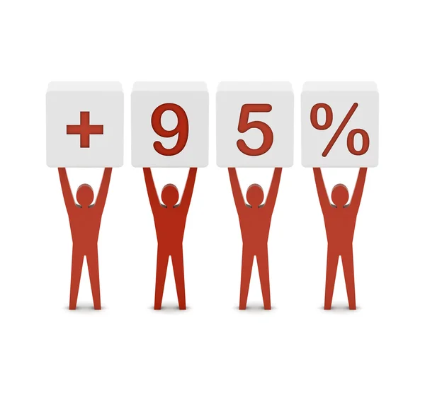 Men holding plus 95 percent. Concept 3D illustration. — Stock Photo, Image