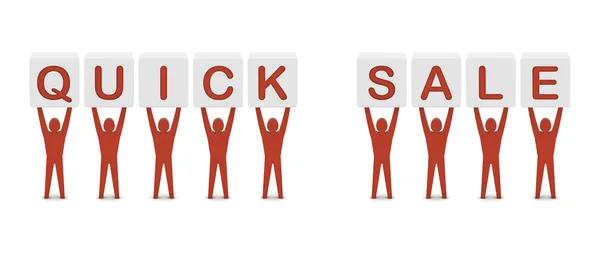 Men holding the words quick sale. Concept 3D illustration. — Stock Photo, Image