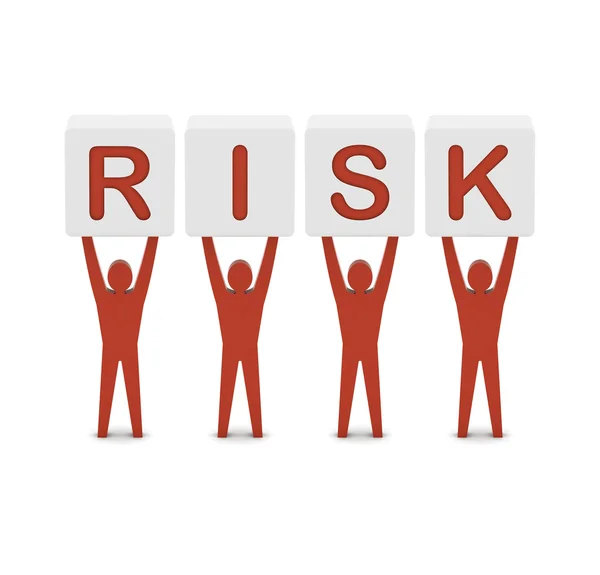 Men holding the word risk. Concept 3D illustration. — Stock Photo, Image