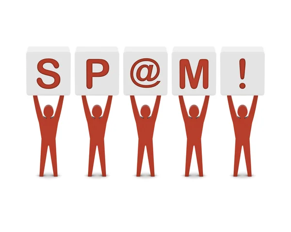 Des hommes tenant le mot spam. Concept Illustration 3D . — Photo