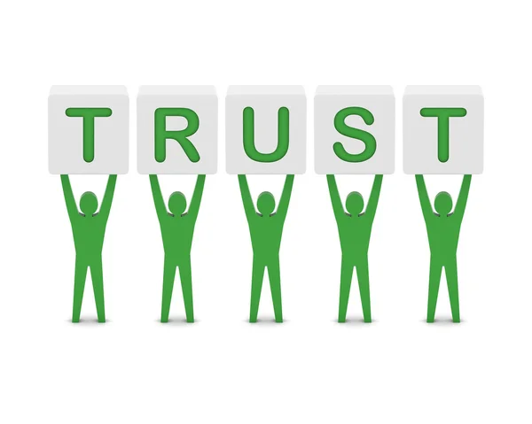 Men holding the word trust. Concept 3D illustration. — Stock Photo, Image