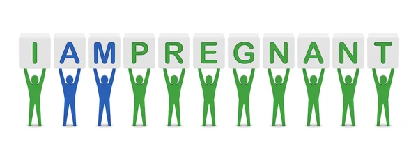 Men holding the phrase i am pregnant. Concept 3D illustration. — Stock Photo, Image