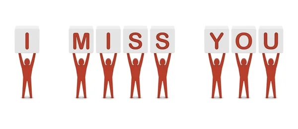 Männer mit dem Satz "Ich vermisse dich". Konzept 3D Illustration. — Stockfoto