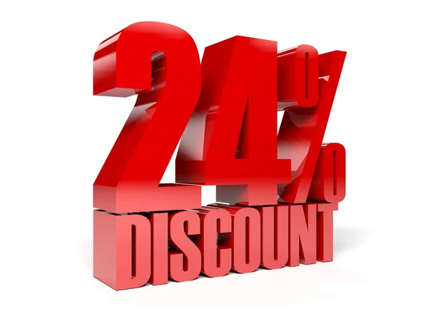 24 percent discount. Red shiny text. Concept 3D illustration. — Stock Photo, Image