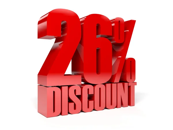 26 percent discount. Red shiny text. Concept 3D illustration. — Stock Photo, Image