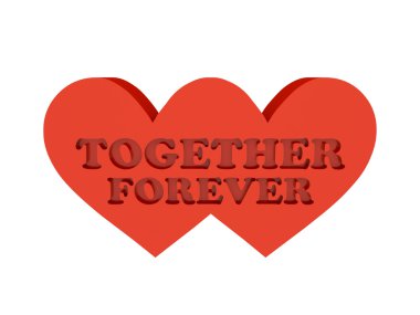 iki kalp. tümcecik birlikte sonsuza kadar eller içeri. Konsept illüstrasyon.