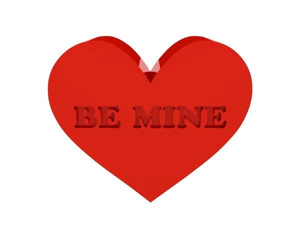 Big red heart. Phrase BE MINE cutout inside. Concept 3D illustration. — Stock Photo, Image
