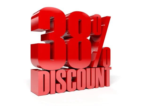 38 percent discount. Red shiny text. Concept 3D illustration. — Stock Photo, Image
