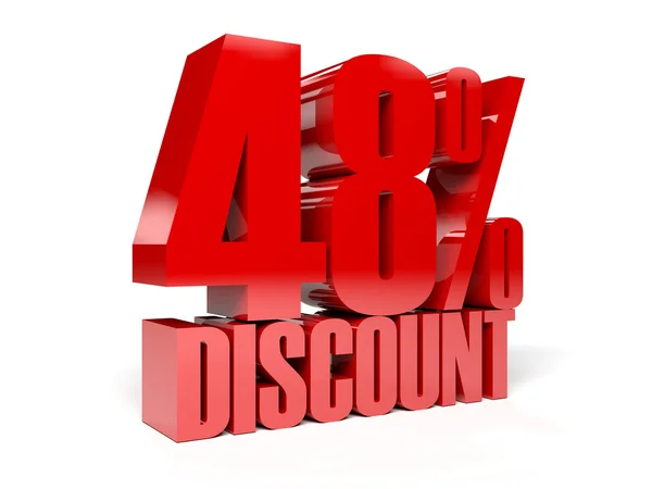 48 percent discount. Red shiny text. Concept 3D illustration. — Stock Photo, Image