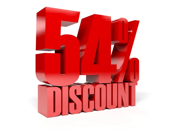 54 percent discount. Red shiny text. Concept 3D illustration. — Stock Photo, Image