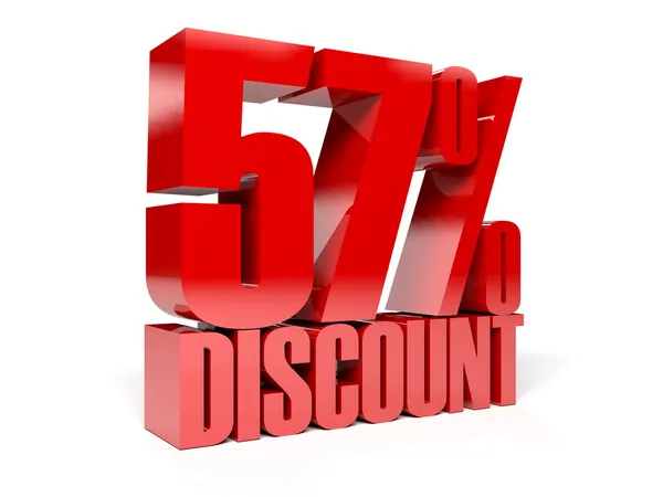 57 percent discount. Red shiny text. Concept 3D illustration. — Stock Photo, Image