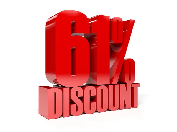 61 percent discount. Red shiny text. Concept 3D illustration. — Stock Photo, Image