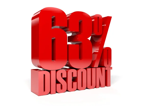 63 percent discount. Red shiny text. Concept 3D illustration. — Stock Photo, Image