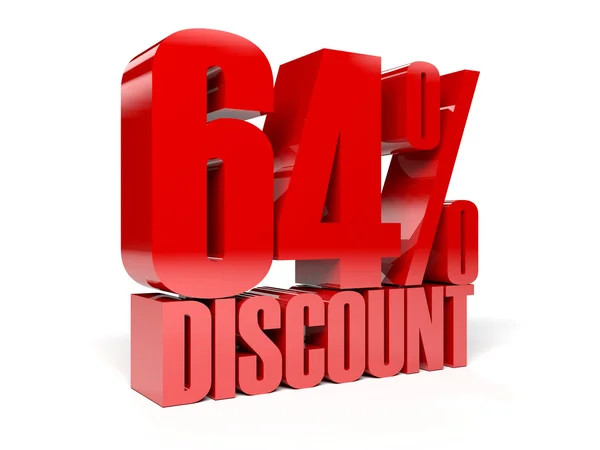 64 percent discount. Red shiny text. Concept 3D illustration. — Stock Photo, Image