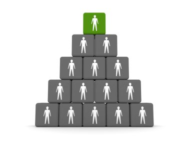 Concept of hierarchy. Leader at the top. 3D illustration clipart