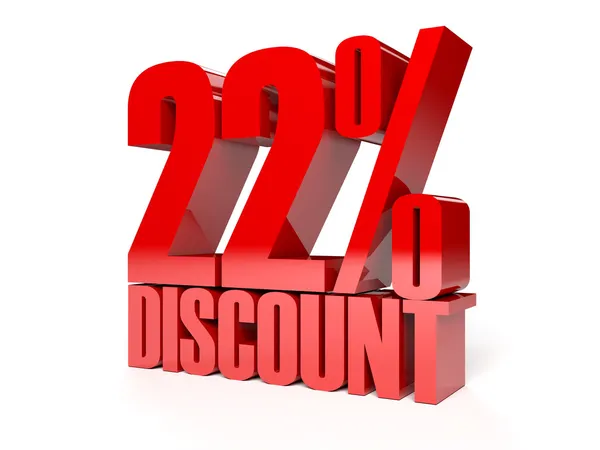 22 percent discount. Red shiny text. Concept 3D illustration. — Stock Photo, Image
