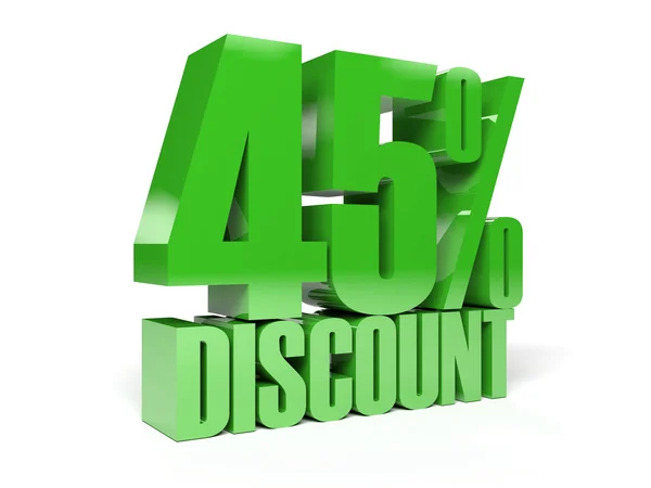 45 percent discount. Green shiny text. Concept 3D illustration. — Stock Photo, Image