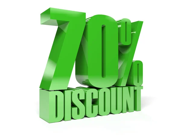 70 percent discount. Green shiny text. Concept 3D illustration. — Stock Photo, Image