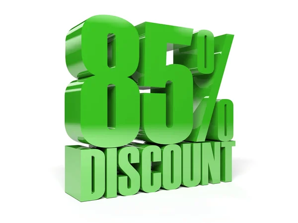 85 percent discount. Green shiny text. Concept 3D illustration. — Stock Photo, Image