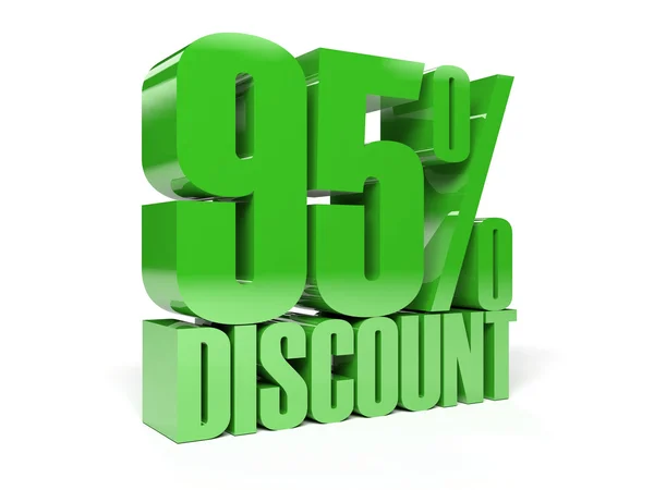 95 percent discount. Green shiny text. Concept 3D illustration. — Stock Photo, Image