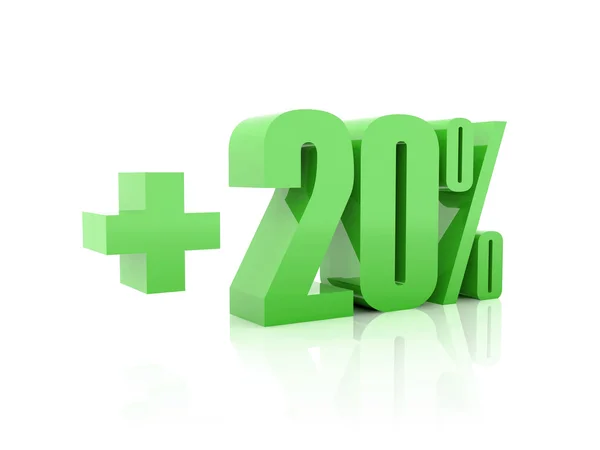 Plus 20 percent. Concept 3D illustration. — Stock Photo, Image