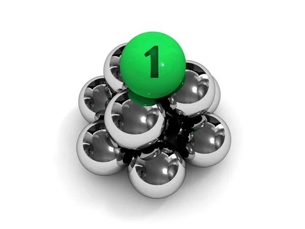 Pyramid. Green ball on the top. Concept 3D illustration — Stock Photo, Image