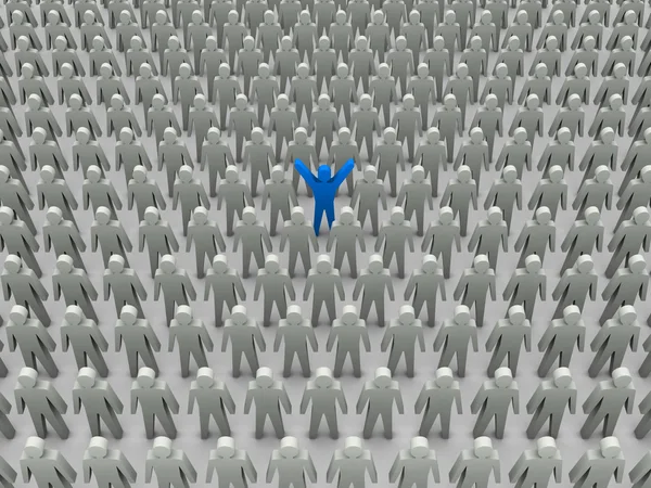 Unique person in crowd. Concept 3D illustration — Stock Photo, Image