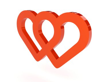 iki kalp simgesi beyaz zemin üzerinde. Konsept illüstrasyon.