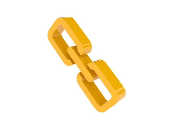 Golden link icon over white background. Concept 3D illustration. — Stock Photo, Image