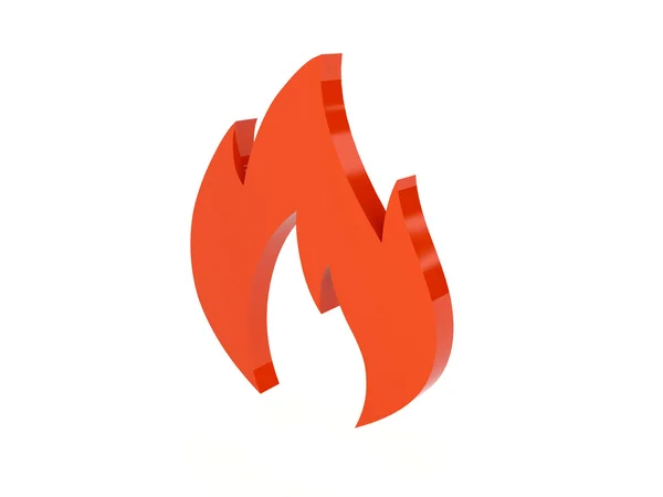 Icona di fuoco su sfondo bianco. Concetto Illustrazione 3D . — Foto Stock