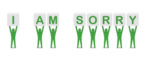Men holding the phrase i am sorry. Concept 3D illustration. — Stock Photo, Image