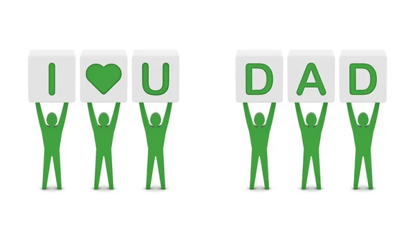 Männer, die den Satz "Ich liebe dich, Papa" in der Hand halten. Konzept 3D Illustration. — Stockfoto