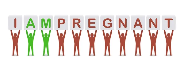 Men holding the phrase i am pregnant. Concept 3D illustration. — Stock Photo, Image