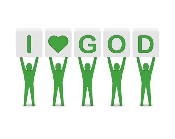 Men holding the phrase i love god. Concept 3D illustration. — Stock Photo, Image