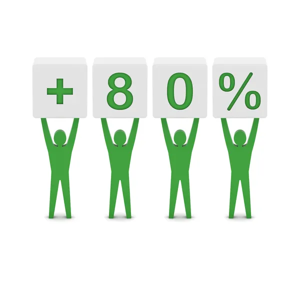 Men holding plus 80 percent. Concept 3D illustration. — Stock Photo, Image