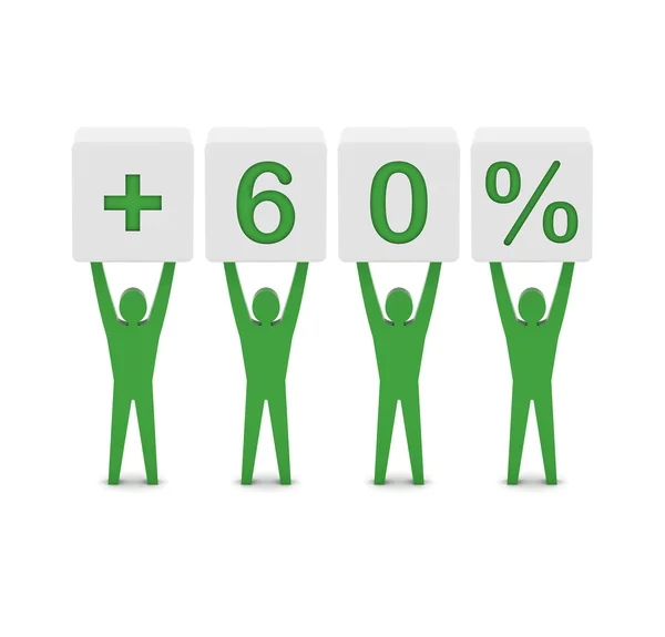 Men holding plus 60 percent. Concept 3D illustration. — Stock Photo, Image