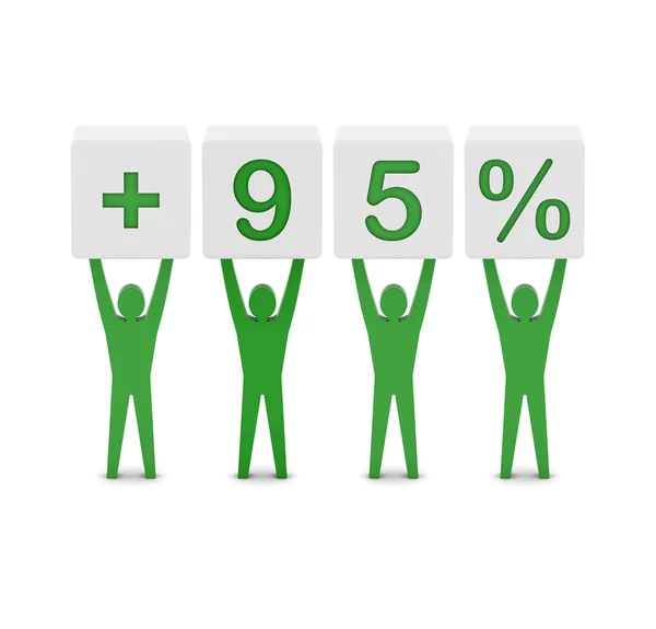 Men holding plus 95 percent. Concept 3D illustration. — Stock Photo, Image