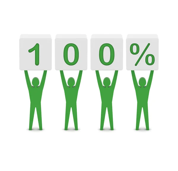 Men holding 100 percent. Concept 3D illustration. — Stock Photo, Image