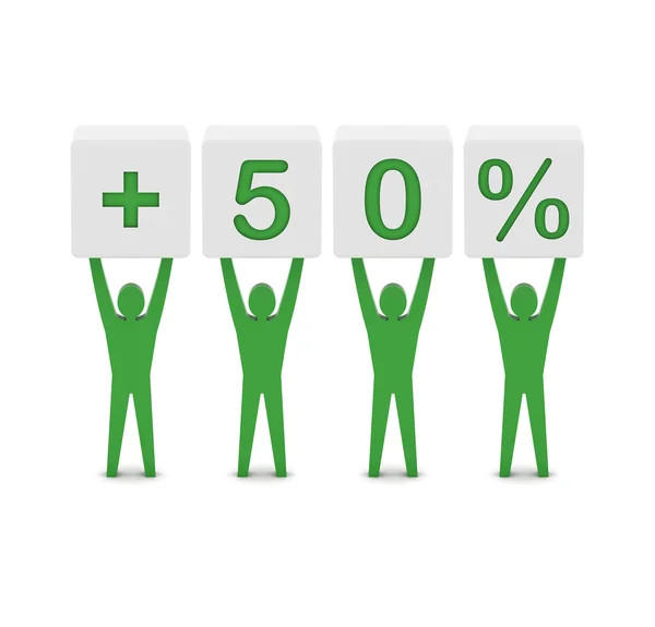 Men holding plus 50 percent. Concept 3D illustration. — Stock Photo, Image