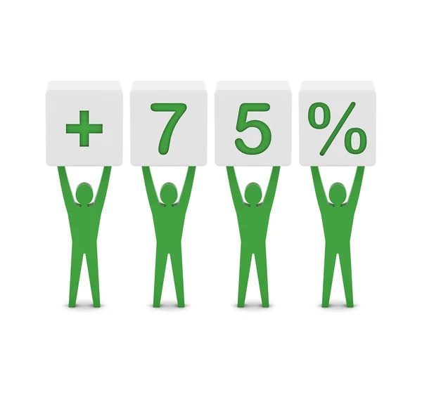 Men holding plus 75 percent. Concept 3D illustration. — Stock Photo, Image