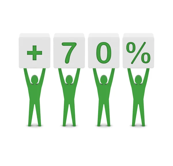 Men holding plus 70 percent. Concept 3D illustration. — Stock Photo, Image