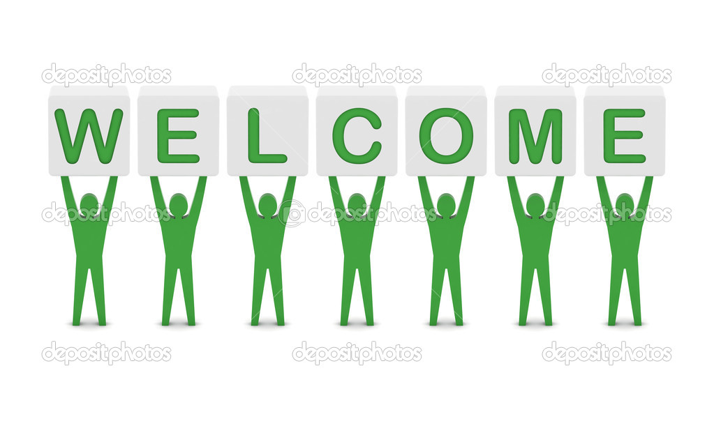 Men Holding The Word Welcome Concept 3d Illustration Stock Photo C Sibgat